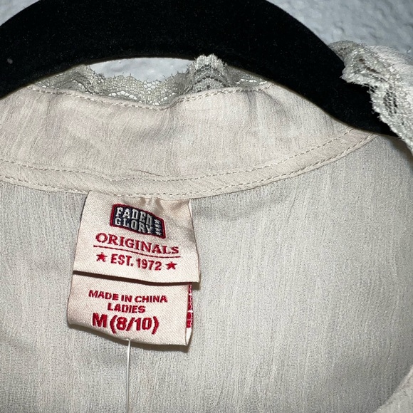 Faded glory cream button up blouse - Picture 2 of 7